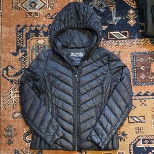 Michael Kors Dark Quilted Hooded Jacket